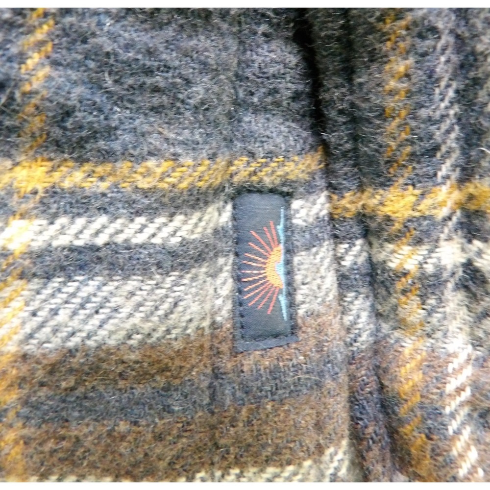 Faherty Men L Vintage Blue Plaid Sherpa High Pile Fleece Wool CPO Shirt Jacket - Picture 11 of 16
